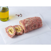 Polpettone con frittata, prosciutto cotto e formaggio