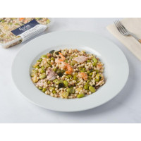 Fregula con calamari e mazzancolle