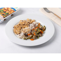Pollo all'orientale con riso e verdure