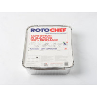 3 contenitori in alluminio con coperchio