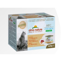 4 lattine gatto tonno e gamberetti light meal