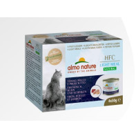 4 lattine gatto tonno, pollo e prosciutto light meal