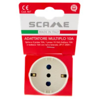 Scame Adattatore Multiplo 10A Spina e 2 Prese 10A, 1 Presa 10-16A, 2P+T 250V