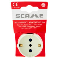 Scame "Salvaspazio" Adattatore 10A Spina 10A, 2 Prese 10A e 1 Presa 10-16A, 2P+T 250V