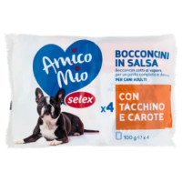 Selex Amico Mio Cane Bocconcini In Salsa Con Tacchino e Carote 4x100 g