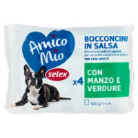 Selex Amico Mio Cane Bocconcini In Salsa Con Manzo e Verdure 4x100 g