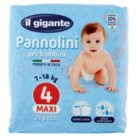 IL GIGANTE Pannolini Per Bambini 7-18 Kg 4 Maxi 21 Pz