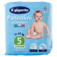 IL GIGANTE Pannolini Per Bambini 11-25 Kg 5 Junior 18 Pz