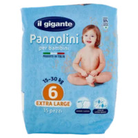 IL GIGANTE Pannolini Per Bambini 15-30 Kg 6 Extra Large 15 Pz