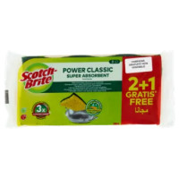 Scotch-Brite Power Classic Spugna Abrasiva Super Assorbente 2 + 1 Gratis*