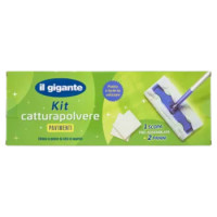 IL GIGANTE Kit Catturapolvere Pavimenti 1 Scopa Pre-Assemblata + 2 Panni