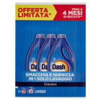 Dash Detersivo Liquido Lavatrice, Classico, 3x20=60 Lavaggi 3x900ml