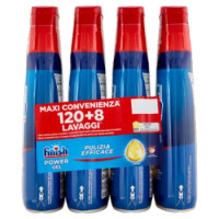 Finish Power Gel Limone 4 x 32 Lavaggi Liquido Lavastoviglie 4 x 600 Ml