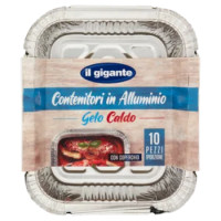 IL GIGANTE Contenitori In Alluminio Gelo Caldo Con Coperchio 1 Porzione 10 Pz
