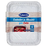 IL GIGANTE Contenitori In Alluminio Gelo Caldo Con Coperchio 4 Porzioni 6 Pz
