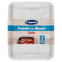 IL GIGANTE Contenitori In Alluminio Caldo 4 Porzioni 8 Pz