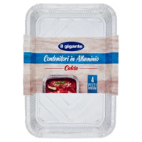 IL GIGANTE Contenitori In Alluminio Caldo 6 Porzioni 4 Pz