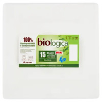 Biologica Piatti Maxi 26 x 26 Cm 100% Biodegradabili e Compostabili 15 Pz