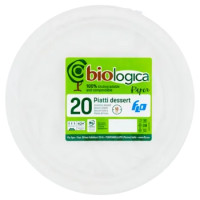 Biologica Paper Piatti Dessert 18 Cm 100% Biodegradable And Compostable 20 Pz