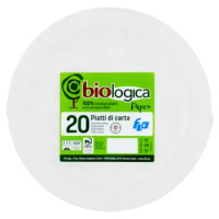 Biologica Paper Piatti Di Carta 22 Cm 100% Biodegradable And Compostable 20 Pz