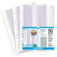 CONFEZIONE 50 BUSTE - PLASTIFICATE CON FORI LATERALI