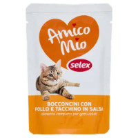 Selex Amico Mio Gatto Bocconcini Con Pollo e Tacchino In Salsa 100 g