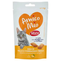 Selex Amico Mio Gatto Snack Con Pollo, Cereali e Ripieno Di Formaggio Fresco 60 g