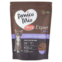 Selex Amico Mio Expert Gatto Junior Croccantini Con Pollo e Tacchino Freschi 400 g