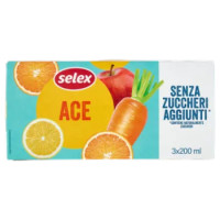 Selex Succo Ace Con Mela Arancia Limone e Carota Senza Zuccheri Aggiunti 3x200 Ml