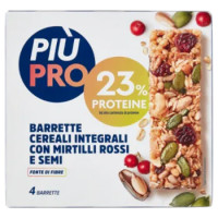 Piùpro Barrette Cereali Integrali Con Mirtilli Rossi e Semi 4 x 28 g