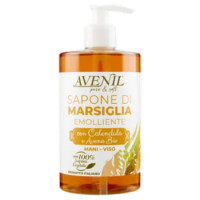 Avenil Pure & Soft Sapone Di Marsiglia Emolliente Con Calendula e Avena Bio Mani - Viso 500 Ml