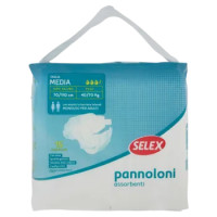 Selex Pannoloni Assorbenti Con Elastici e Barriere Laterali Misura Medium 15 Pezzi
