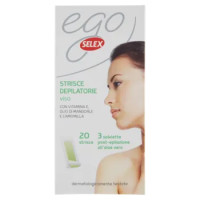 Selex Ego Strisce Depilatorie Viso 20 Pezzi + 3 Salviette Post-Epilazione