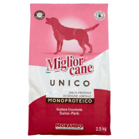 Migliorcane Unico Monoproteico Gustose Crocchette Suino Per Cani Adulti Taglia Media 2,5 Kg