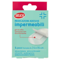 Selex Medicazioni Adesive Impermeabili Formato XL 5x7,5 Cm 5 Pezzi