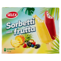 Selex 6 Sorbetti Alla Frutta Assortiti Ananas e Frutti Di Bosco 360 g