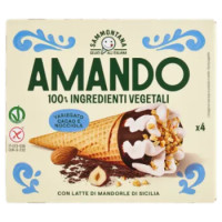 Sammontana Amando 4 Coni Gelato Alla Vaniglia, Variegato Al Cacao e Nocciola 4 x 75 g