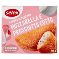 Selex è Pronto Crêpes Surgelate Prosciutto Cotto e Mozzarella 4 Pezzi 250 g