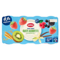 Selex Yogurt Magro Ai Gusti Assortiti Frutti Di Bosco, Kiwi e Cereali, Fragola, Vaniglia 8x125 g