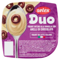 Selex Duo Yogurt Intero Alla Vaniglia Con Anelli Al Cioccolato 150 g