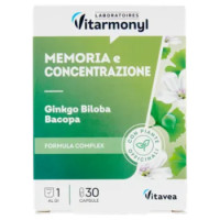 Laboratoires Vitarmonyl Memoria e Concentrazione Ginkgo Biloba Bacopa 30 Capsule 14,1 g
