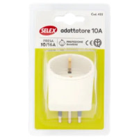 Selex Adattatore Semplice Spina 10A + 1 Presa Tedesca Bianco