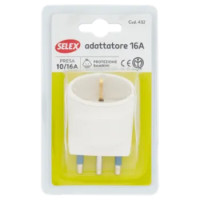 Selex Adattatore Semplice Spina 16A + 1 Presa Tedesca Bianco