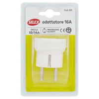 Selex Adattatore Semplice Spina Tedesca + 1 Presa Bivalente Bianco