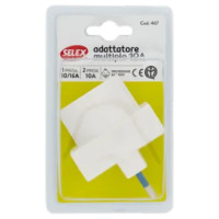 Selex Adattatore Pluristandard Spina 10A + 2 Prese 10A(Ita) + 1 Presa Tedesca Bianco