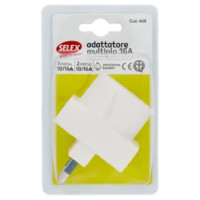 Selex Adattatore Pluristandard Spina 16A + 2 Prese Bivalenti + 1 Presa Tedesca Bianco