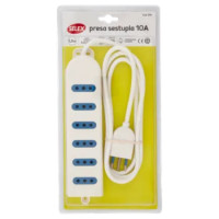 Selex Presa Multipla 6 Uscite 10A(Ita) + Spina 10A e Cavo Bianco 1,5 m