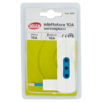 Selex Adattatore Multiplo Salvaspazio Spina 10A + 3 Prese 10A(Ita) Bianco