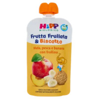 HiPP Biologico Frutta Frullata & Biscotto Mela, Pesca e Banana Con Frollino 90 g