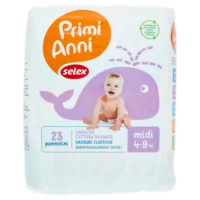 Selex Primi Anni Pannolini Per Bambini Midi 4-9 Kg 23 Pezzi